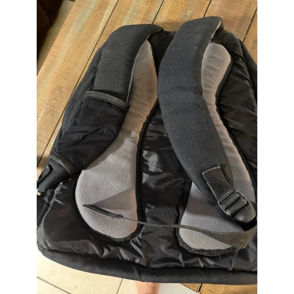 Vintage Nike Black Grey Padded Laptop Backpack Mesh Bungee RN 56323